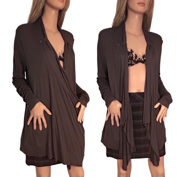 Banana Republic Modal Waterfall Sweater Open Front Cardigan Top Button Accents - Picture 12 of 15